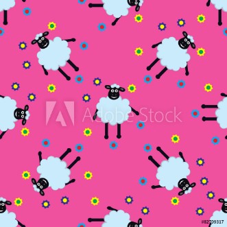 Picture of Seamless pattern with cute sheep